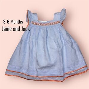 NWOT Janie and Jack Light Blue Dress with Orange Accents